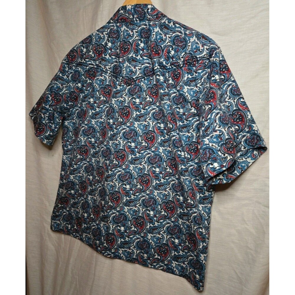 Cody James Pearl Snap Shirt Patriot Paisley Floral Western Regular Fit Teen Lg - Picture 6 of 8
